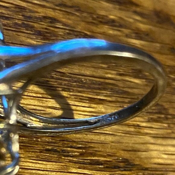 Ring Emeralds Size 8 9 Stones 4.82 Carats Sterling Silver 925 SIS Vintage - Picture 12 of 16